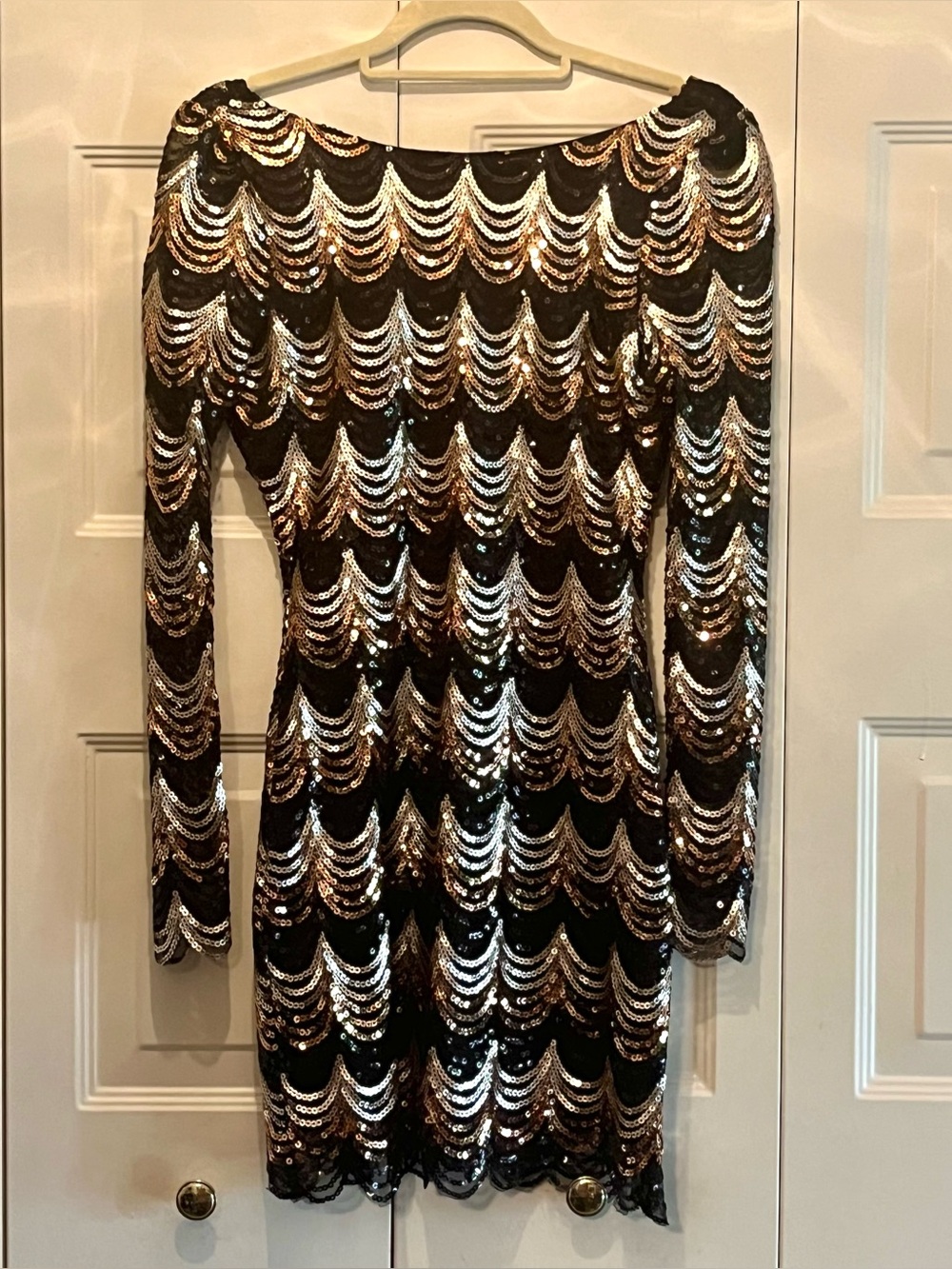 Charlotte Russe black gold sequin bodycon dress medium